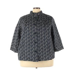 Navy Blue Embroidered Short Jacket
